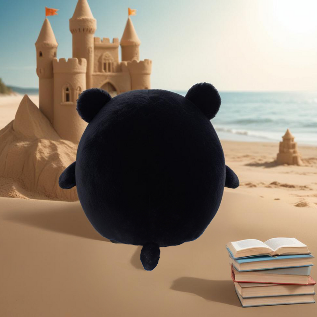 Finnian the Black Bear - 12 Inch Round Limited Plushie BunBebes - Soft & Cuddly