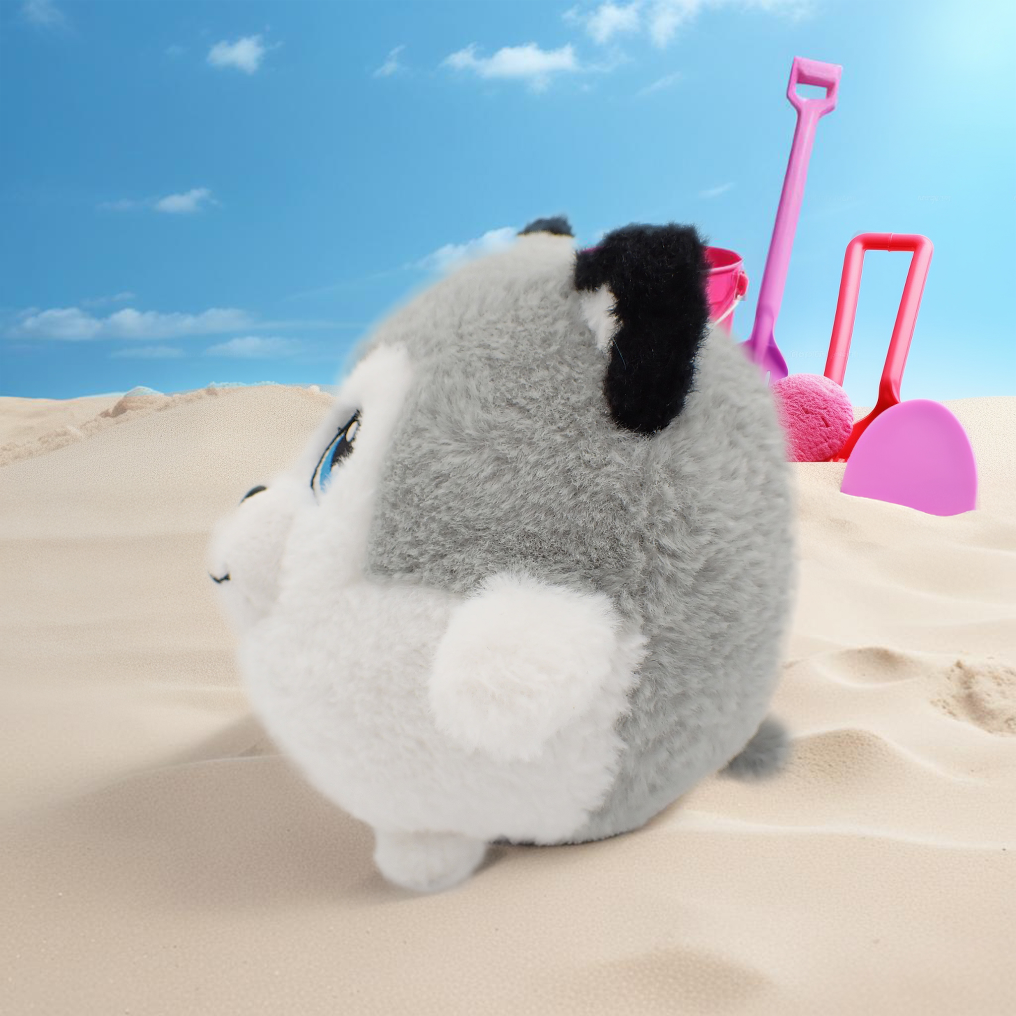 Kokua the Husky - 5 Inch Round Limited Plushie BunBebes - Soft & Cuddly