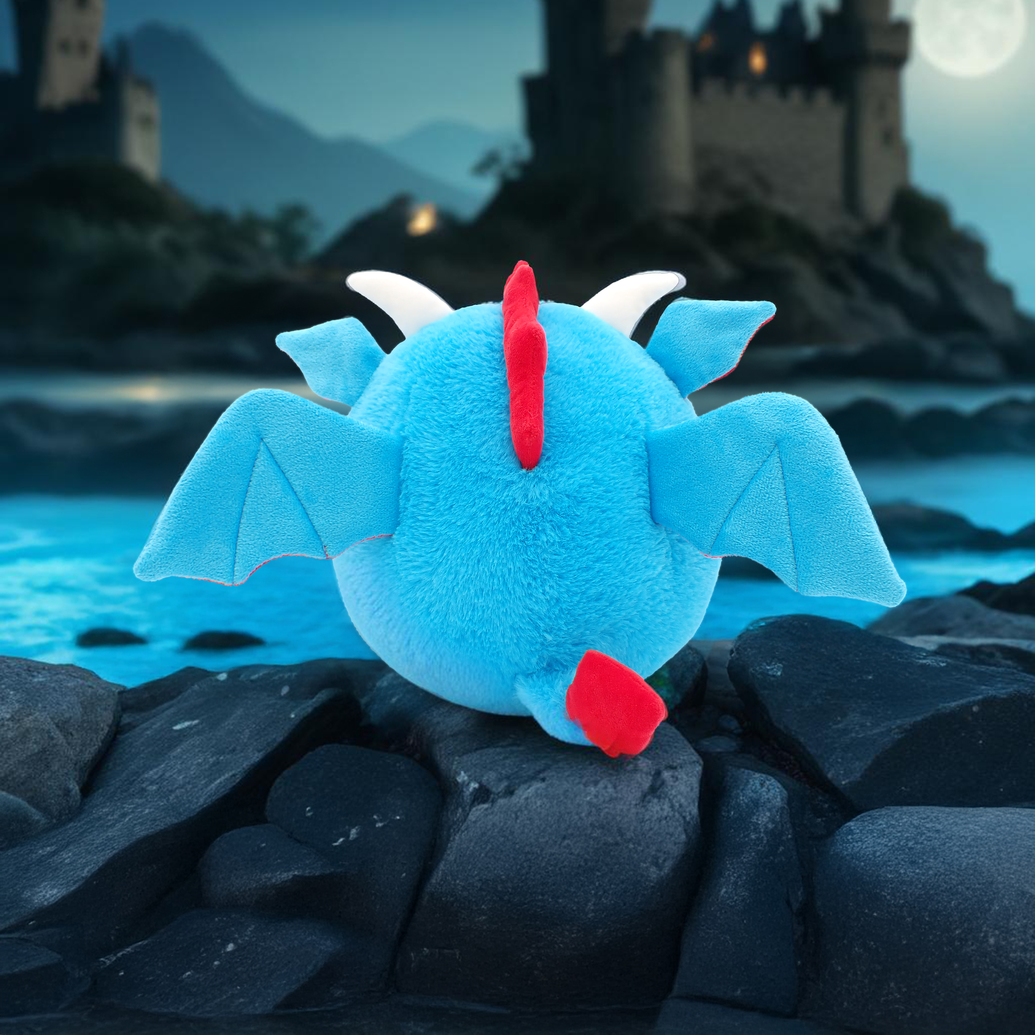 Zulos the Blue Dragon - 9 Inch Round Limited Plushie BunBebes - Soft & Cuddly