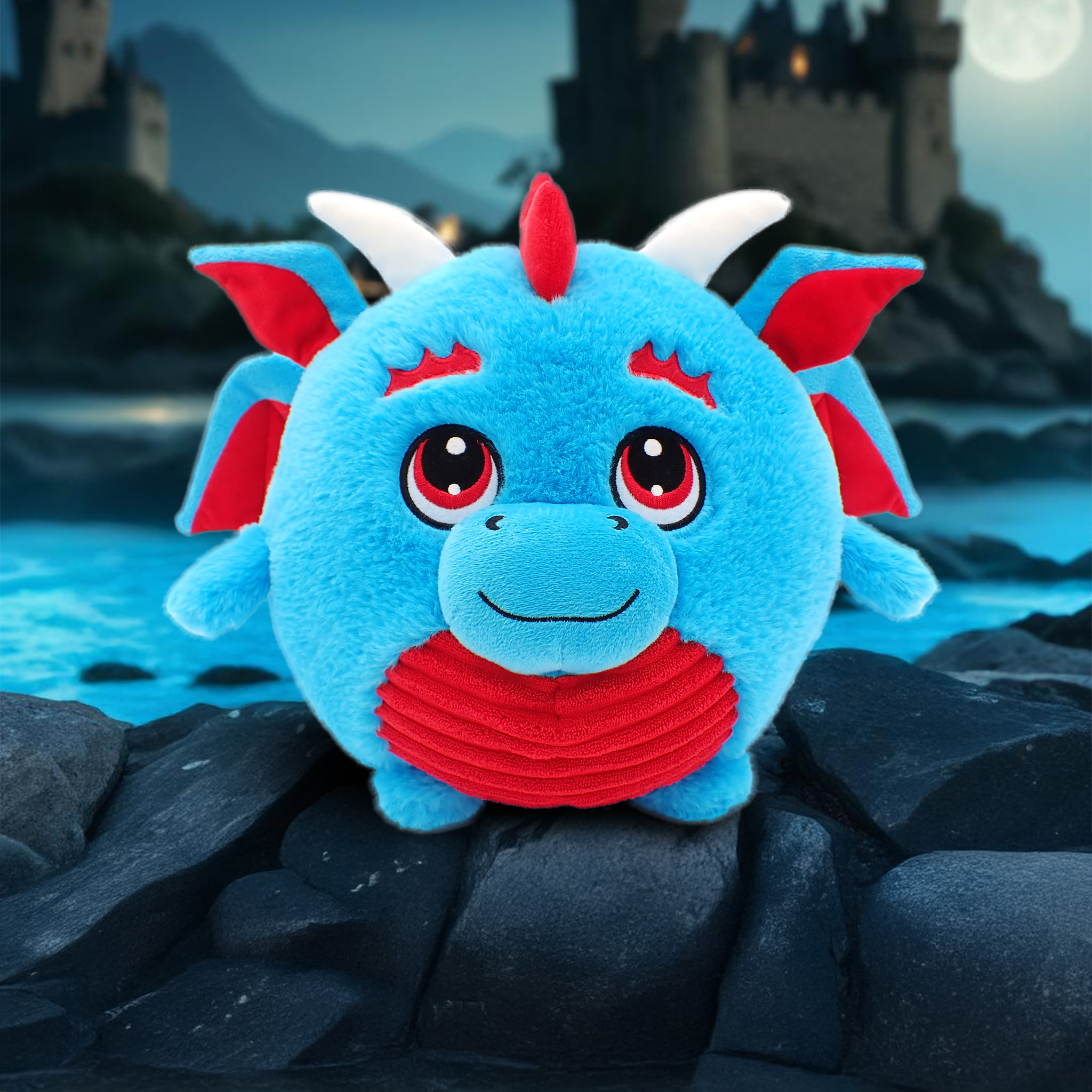 Zulos the Blue Dragon - 9 Inch Round Limited Plushie BunBebes - Soft & Cuddly