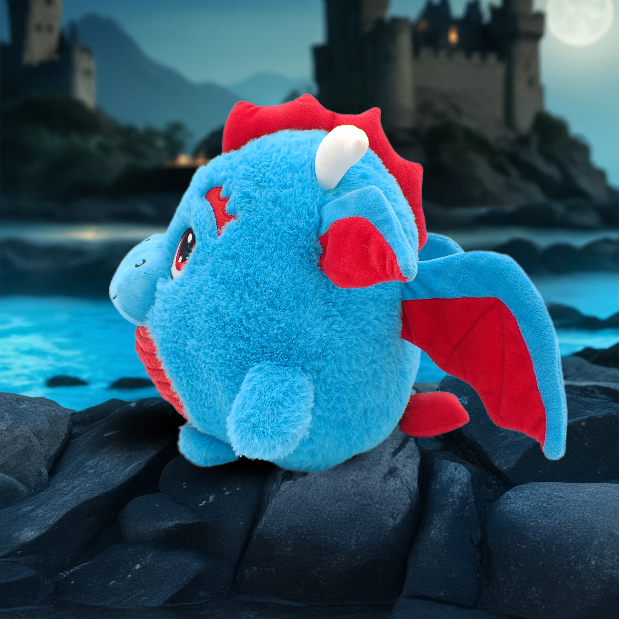 Zulos the Blue Dragon - 9 Inch Round Limited Plushie BunBebes - Soft & Cuddly