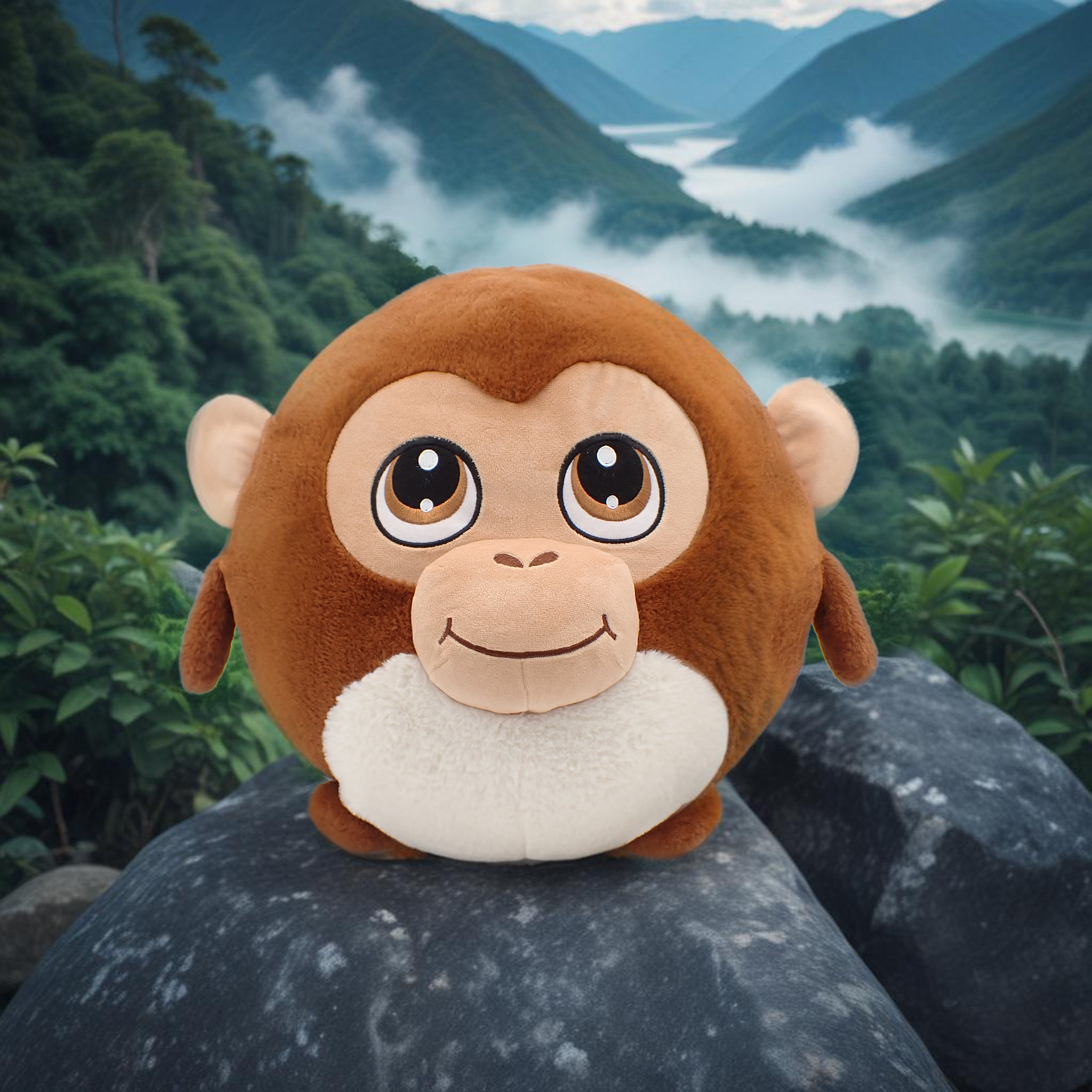 Ayoppy the Monkey - 15 Inch Round RARE Plushie BunBebes – Soft & Cuddly