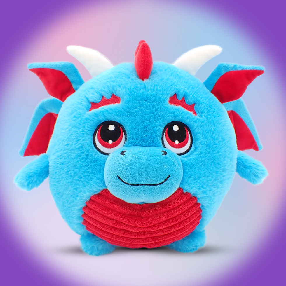 Zulos the Blue Dragon - 9 Inch Round Limited Plushie BunBebes - Soft & Cuddly