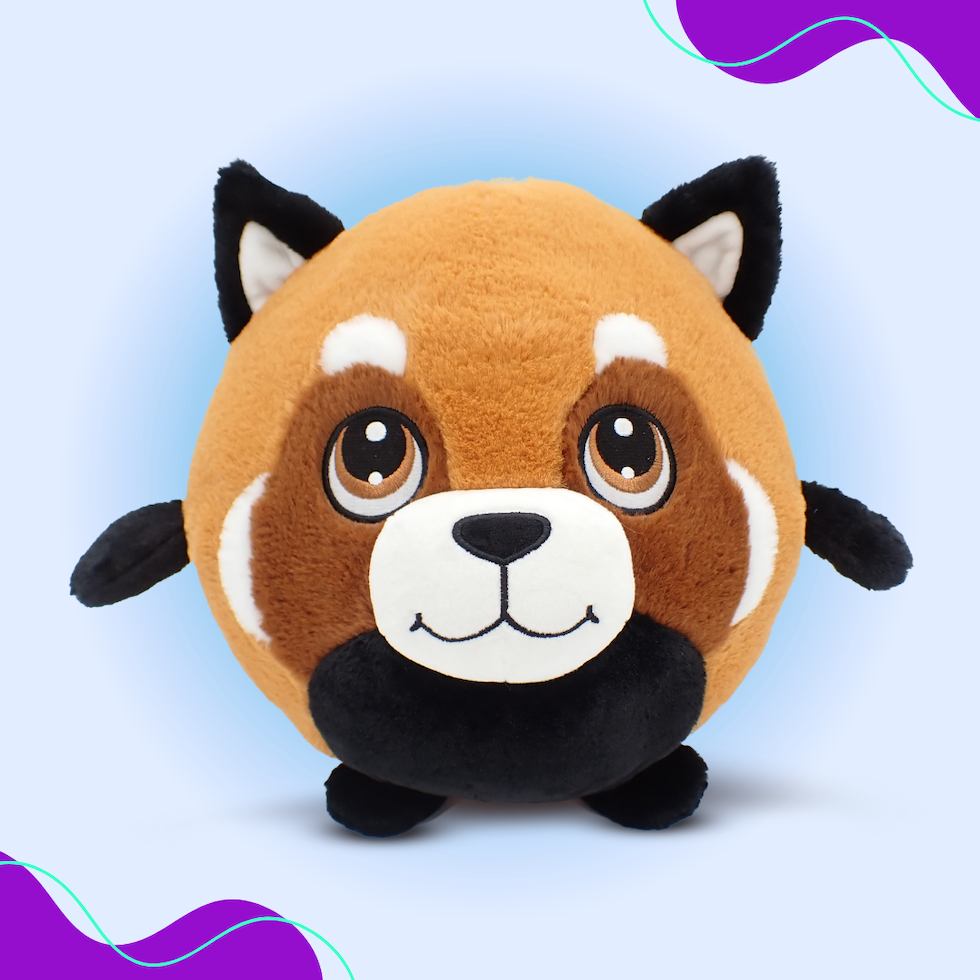 Cinnabar the Red Panda - 9 Inch Round RARE Plushie BunBebes - Soft & Cuddly