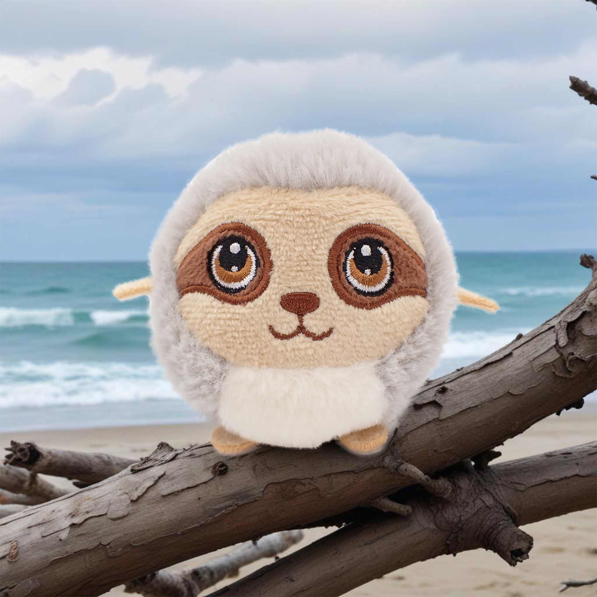 Mikow the Sloth - 3 Inch Round Limited Plushie BunBebes - Soft & Cuddly