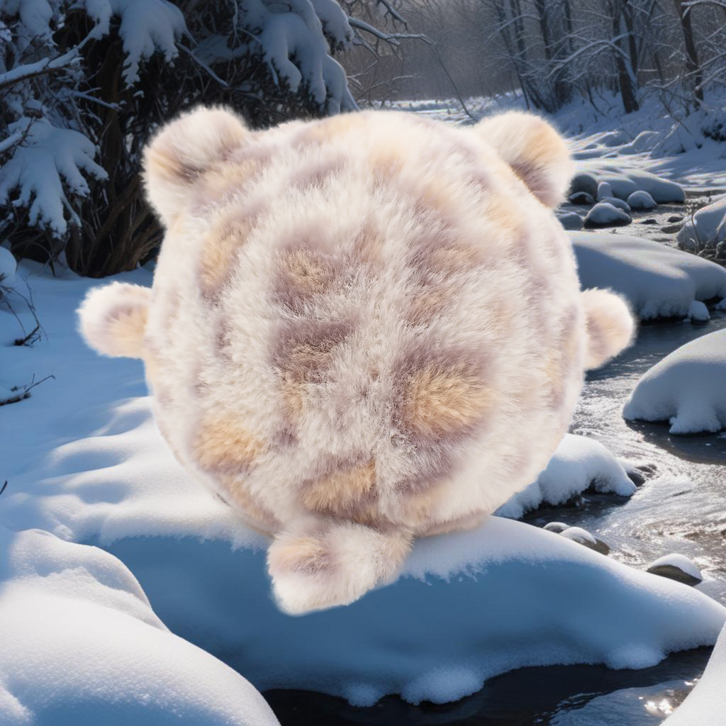 Lumina the Snow Leopard - 5 Inch Round Limited Plushie BunBebes - Soft & Cuddly