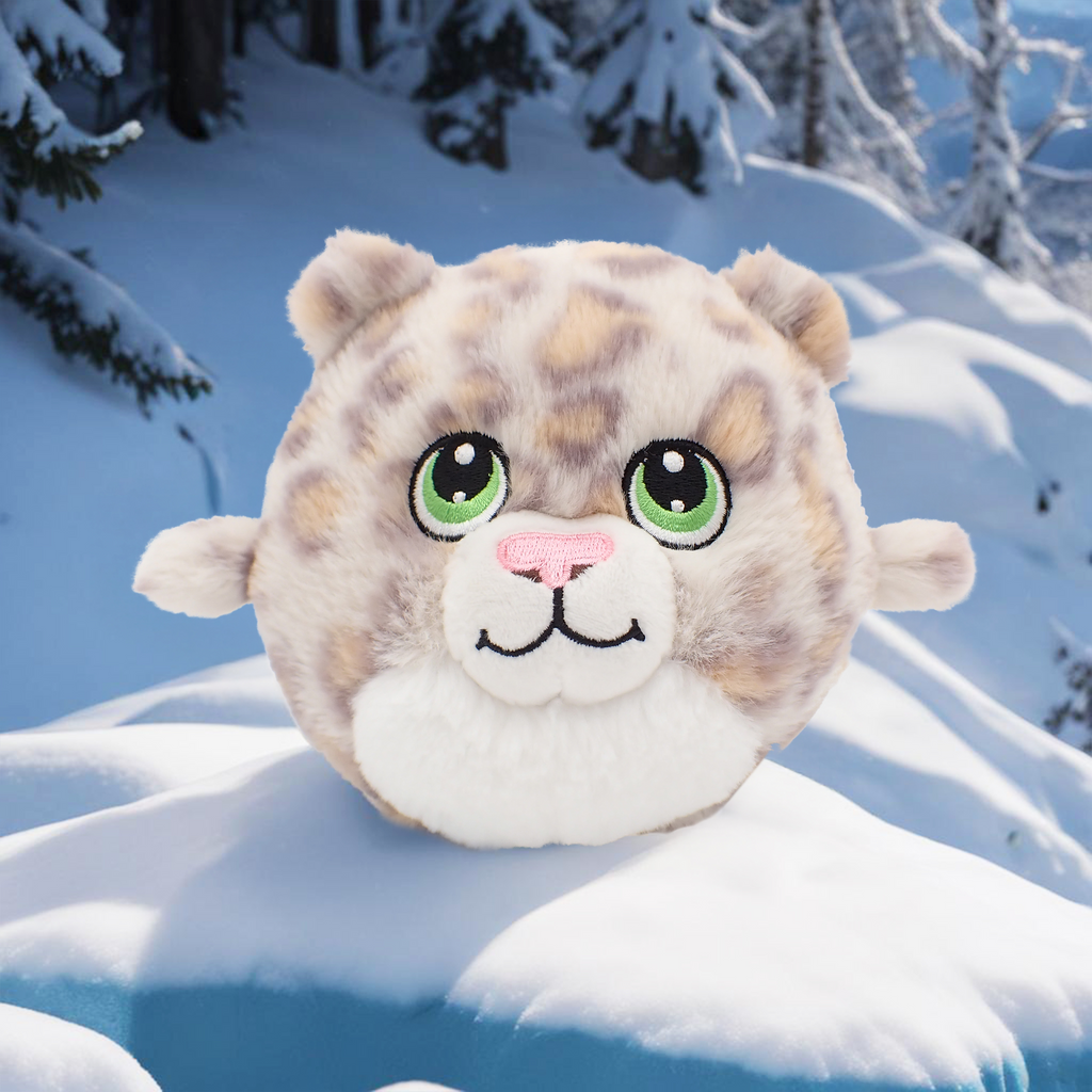 Lumina the Snow Leopard - 5 Inch Round Limited Plushie BunBebes - Soft & Cuddly