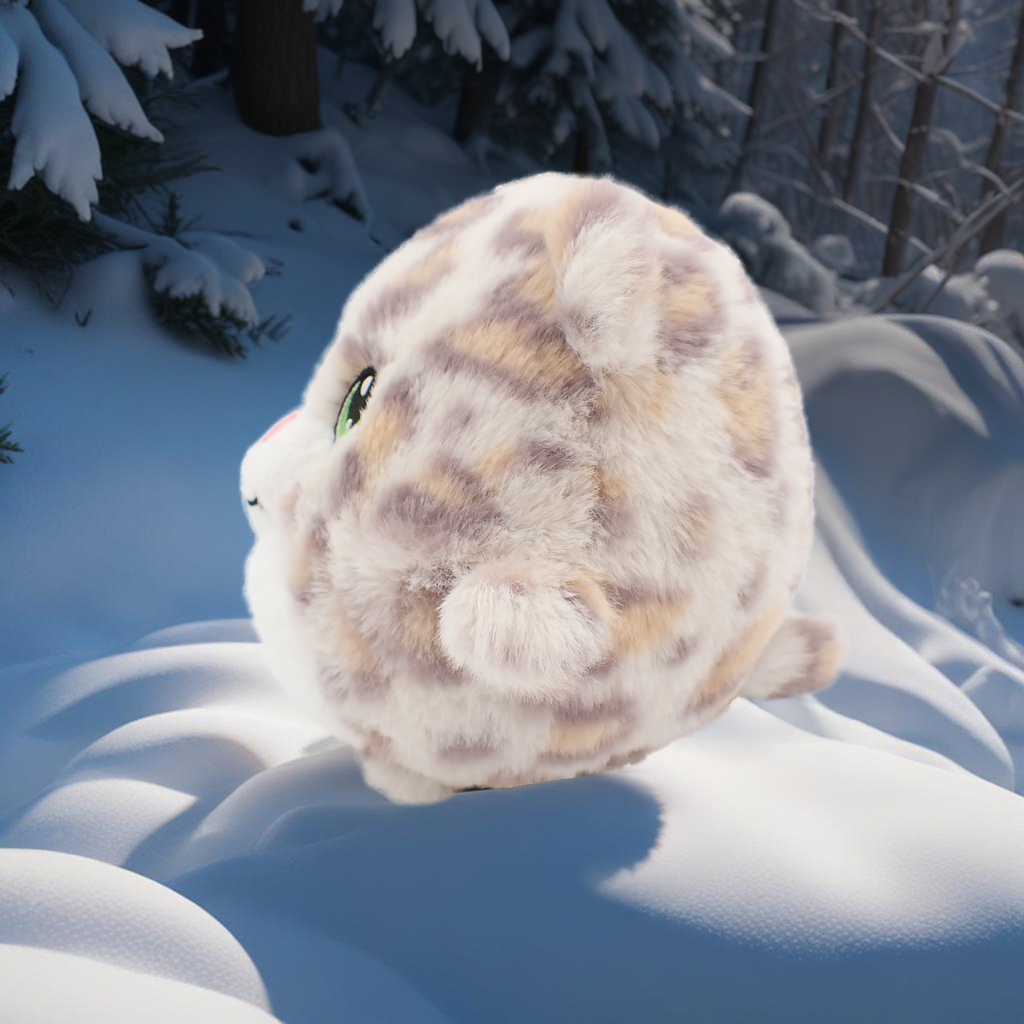 Lumina the Snow Leopard - 5 Inch Round Limited Plushie BunBebes - Soft & Cuddly