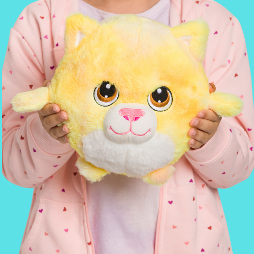 Halo the Yellow Tie-Dye Cat - 7 Inch Round Limited Plushie BunBebes - Soft & Cuddly